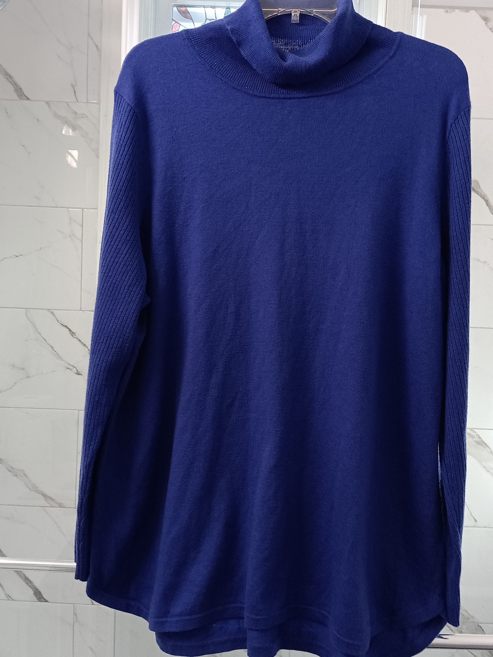 Talbot Indigo Ribbed Long Sleeve Turtleneck Tunic Cotton Blend 2X